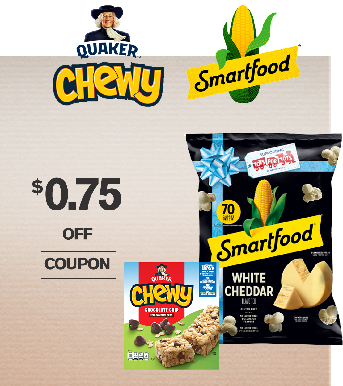 Save $0.75 Quaker Smartfood