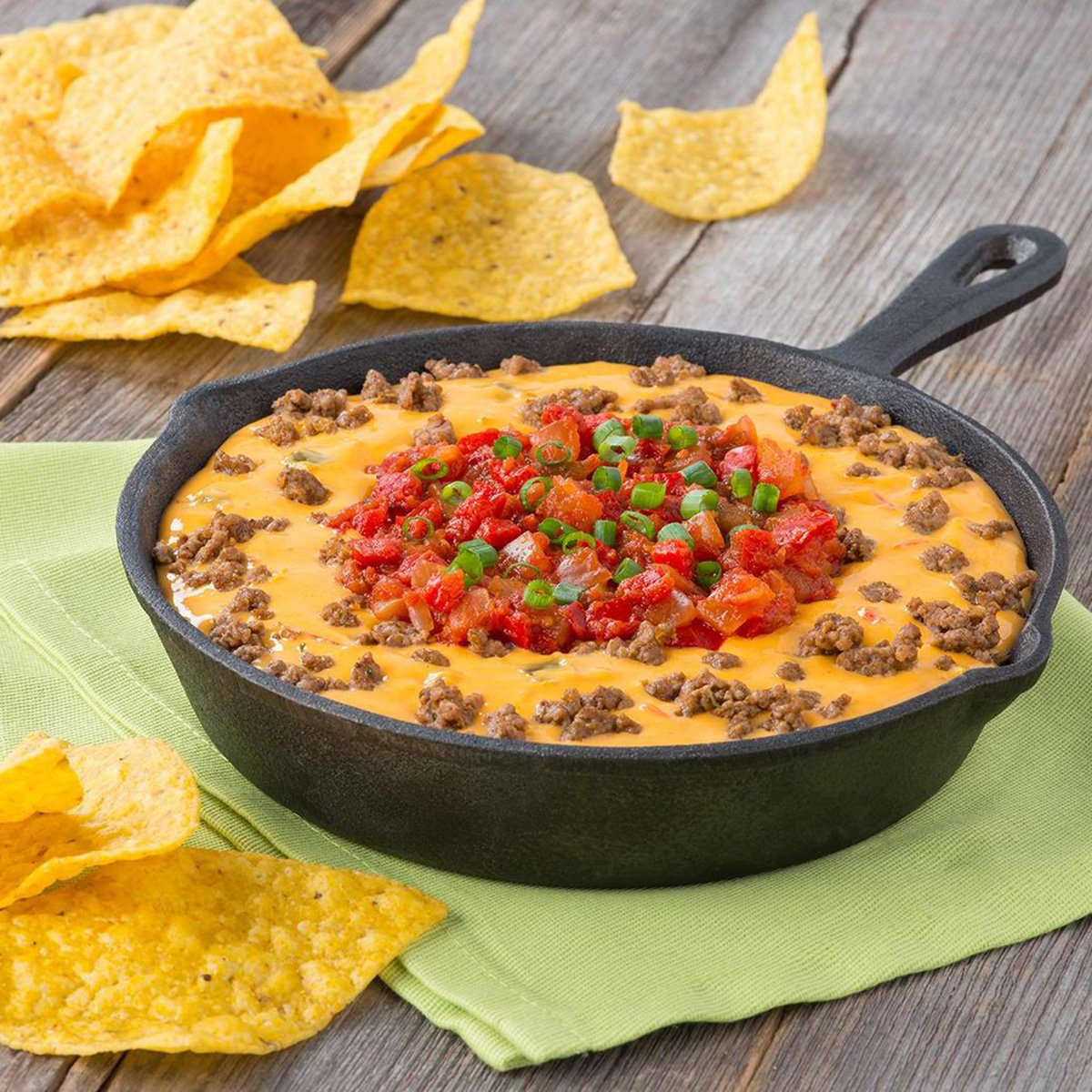 Trempette au bœuf style Queso Fundido