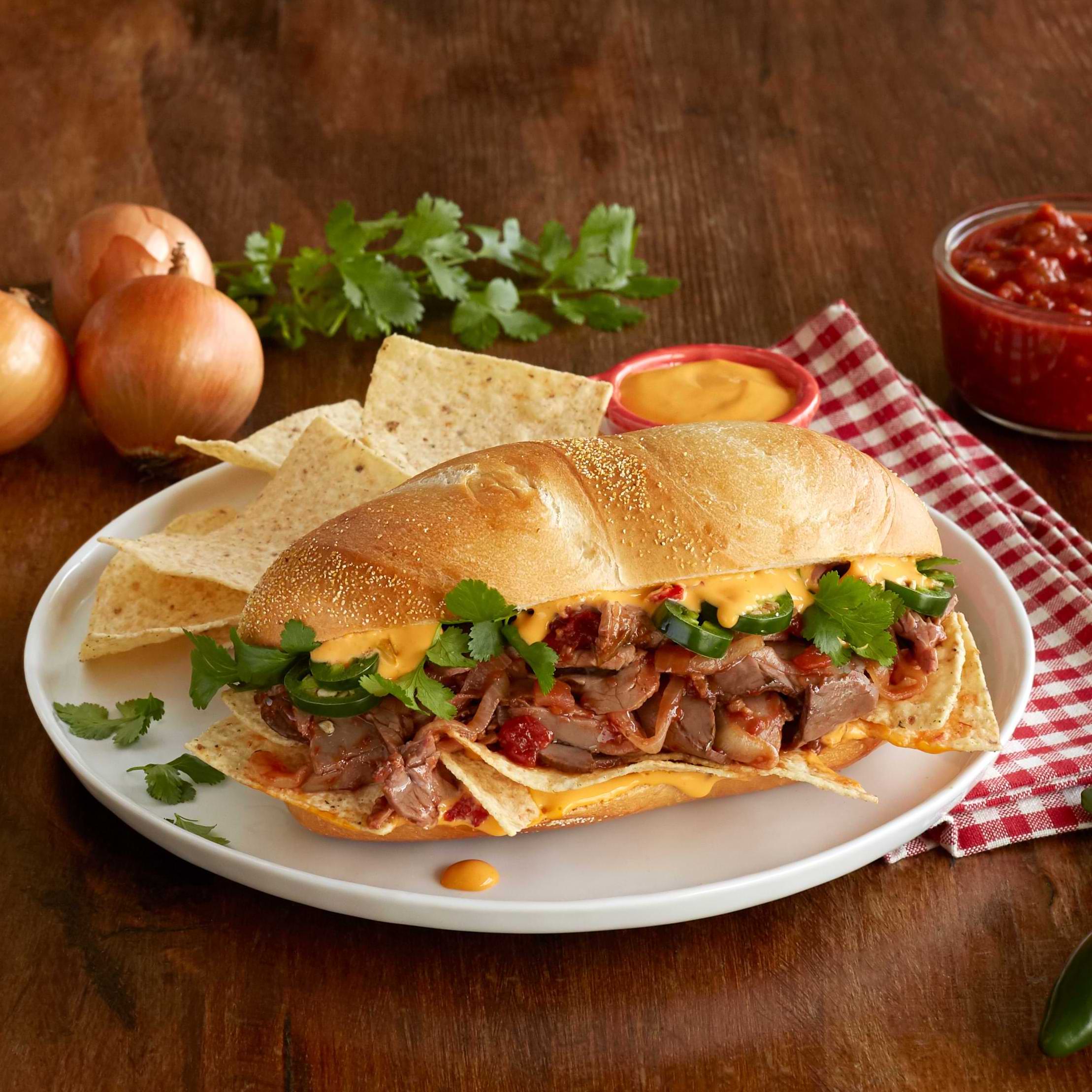 Nacho Philly Cheesesteak Sandwich