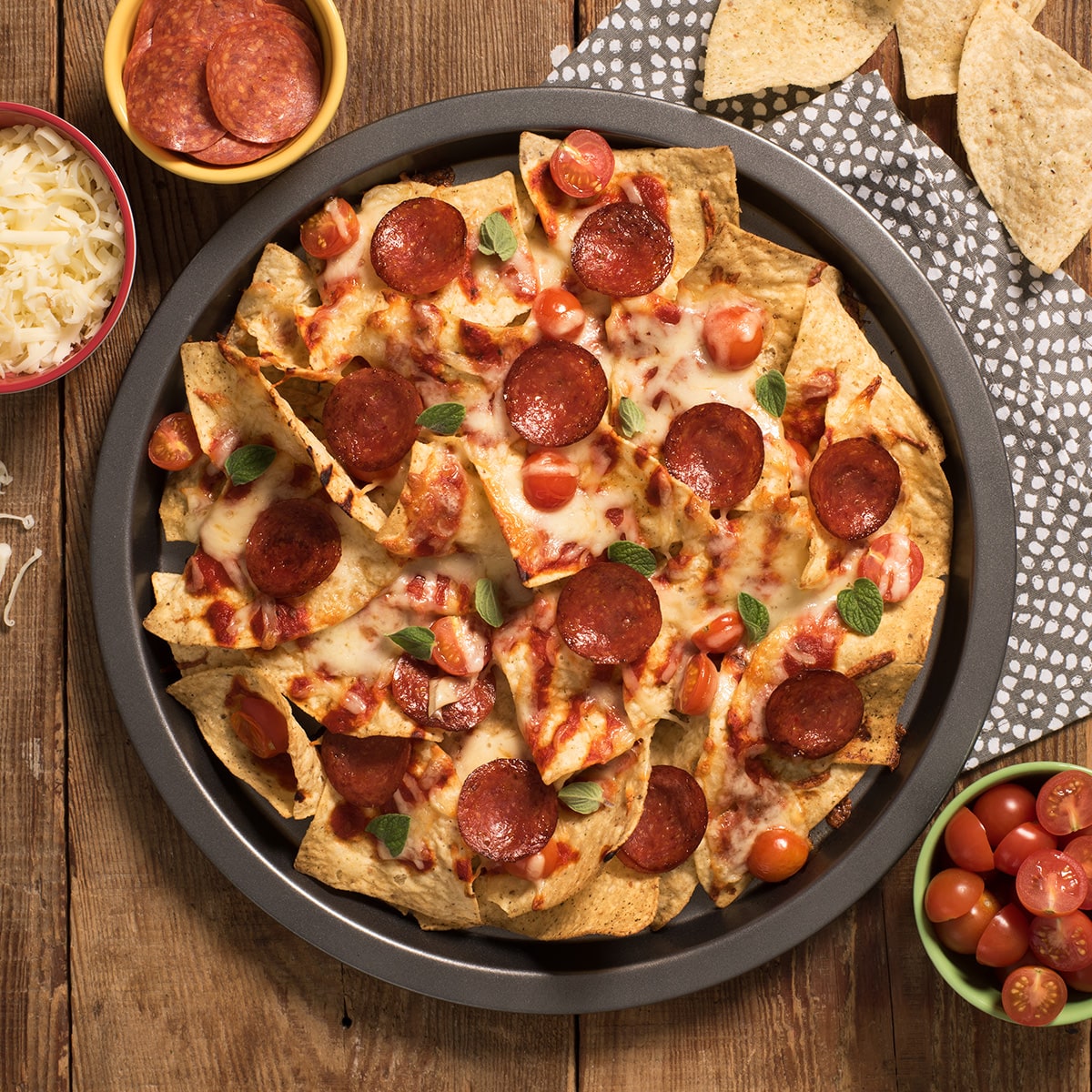 Pepperoni Pizza Nachos