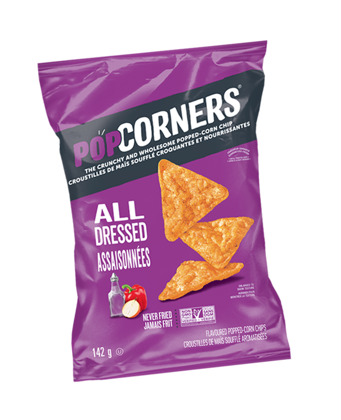    <span>POPCORNERS<sup>®</sup></span> <span>All Dressed</span> FLAVOURED POPPED-CORN CHIPS