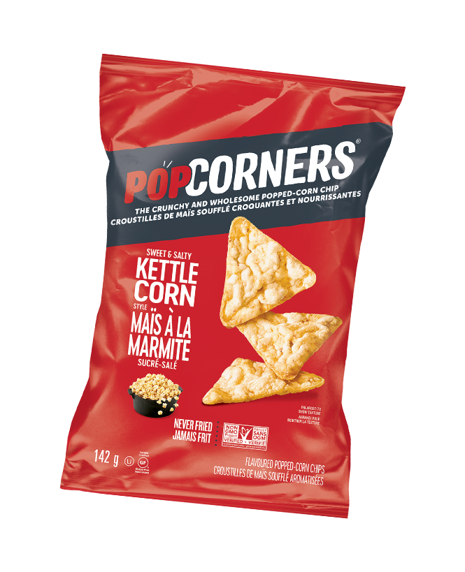 <span>POPCORNERS<sup>®</sup> Sweet & Salty</span> <span>Kettle Corn Style</span> FLAVOURED POPPED-CORN CHIPS