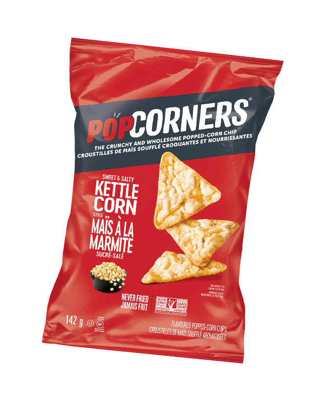 <span>Croustilles de maïs soufflé aromatisées POPCORNERS<sup>®</sup></span> <span>Style maïs à la marmite</span> SUCRÉ-SALÉ