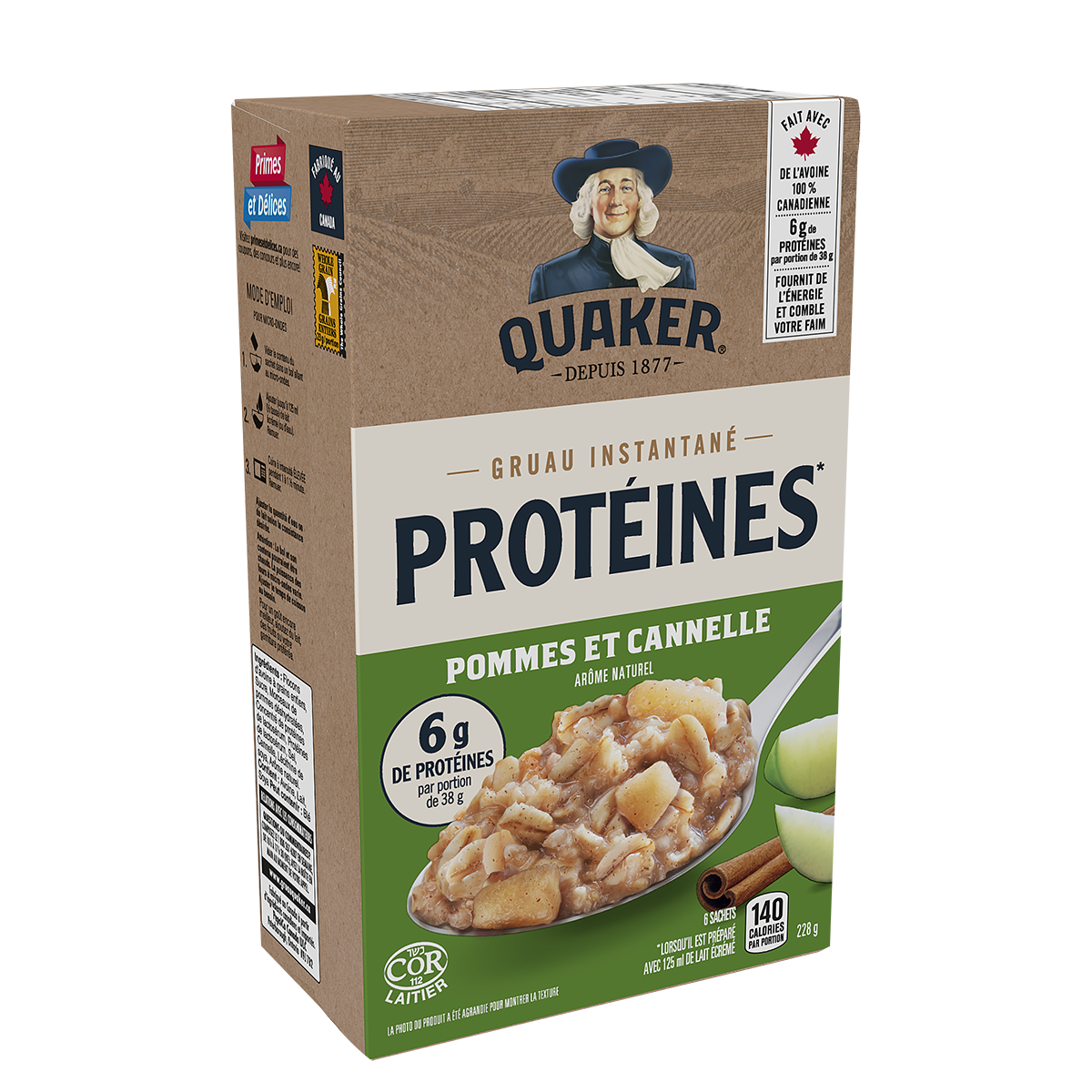 Gruau instantané Quaker<sup>®</sup> Teneur élevée en protéines – Saveur Pommes et cannelle