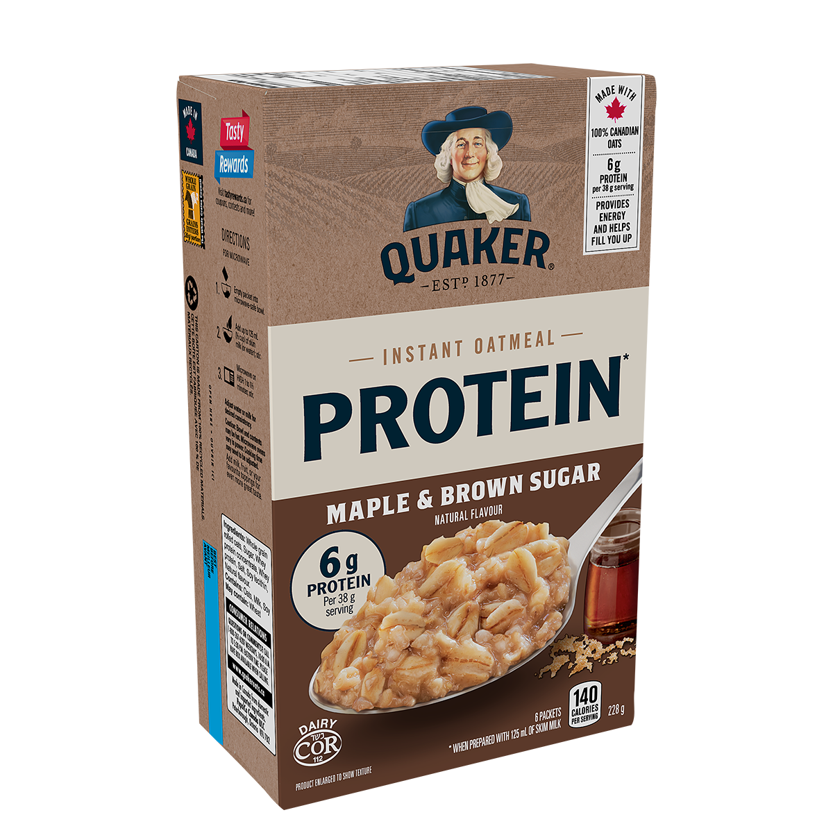 Quaker<sup>®</sup> Protein Maple & Brown Sugar Flavour Instant Oatmeal