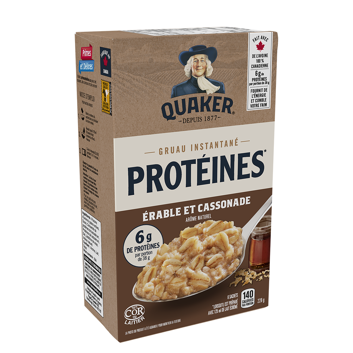 Quaker<sup>®</sup> Protéines gruau instantané saveur Érable et cassonade