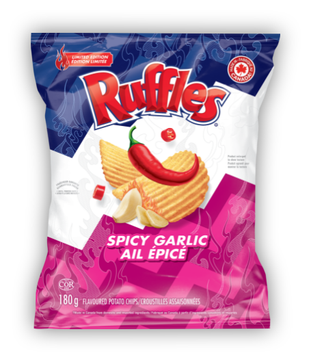 RUFFLES<sup>®</sup> Spicy Garlic Flavoured Potato Chips