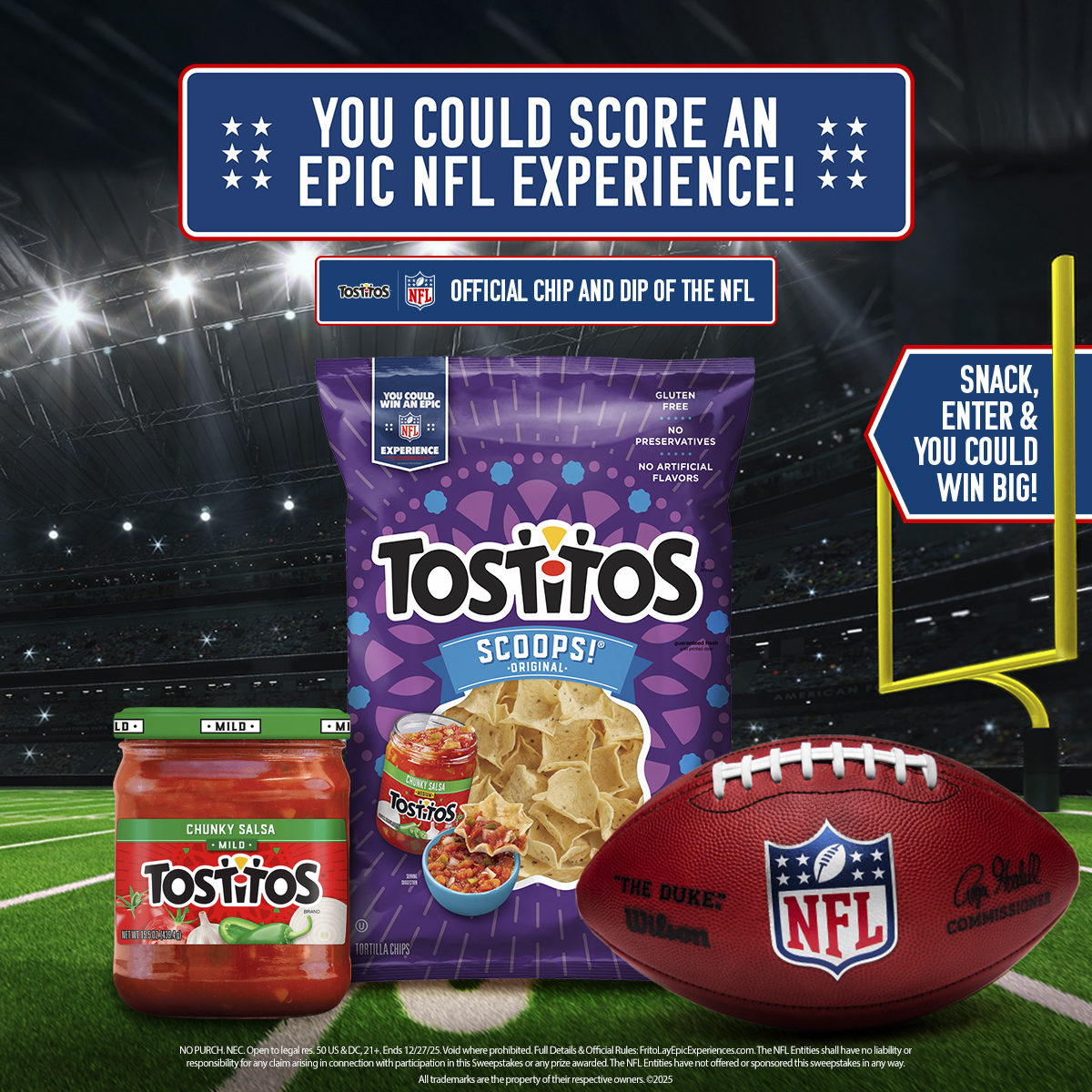 Weekly prizes are up for grabs – plus epic team experiences, Super Bowl LX tickets, signed NFL gear, and NFLShop.com e-Gift Cards.