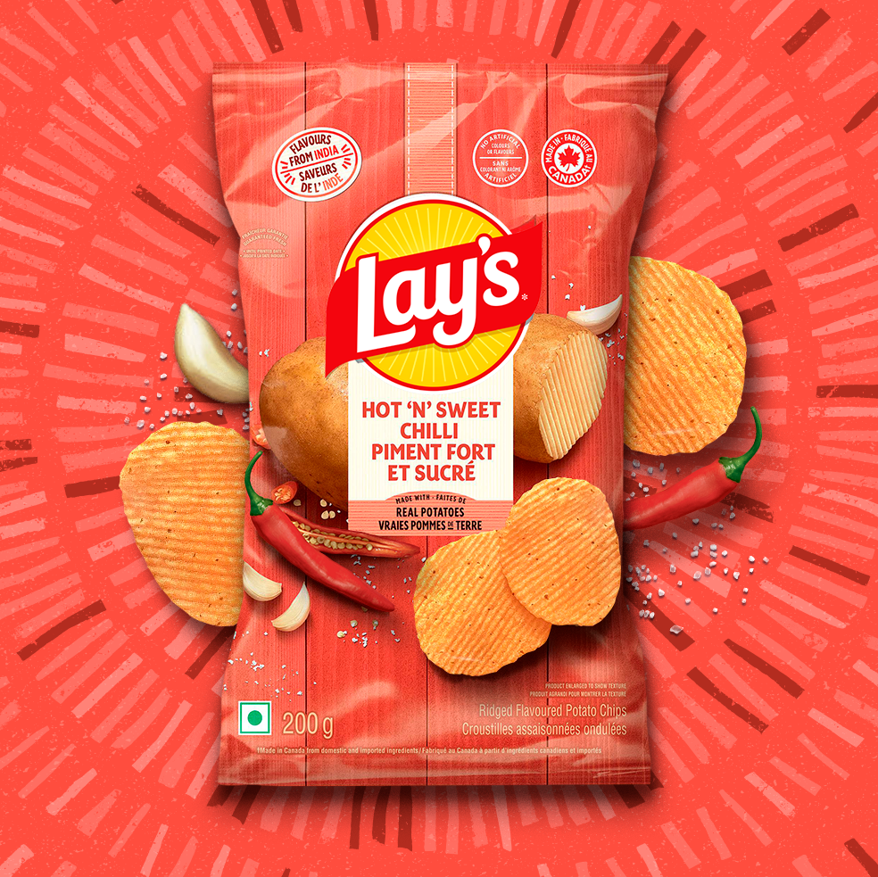 LAY’S® Hot 'n' Sweet Chilli Ridged Flavoured Potato Chips