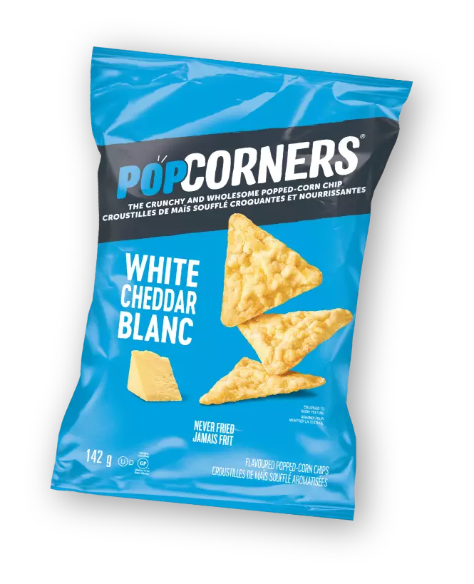 <span>POPCORNERS<sup>®</sup></span> <span>White Cheddar</span> FLAVOURED POPPED-CORN CHIPS